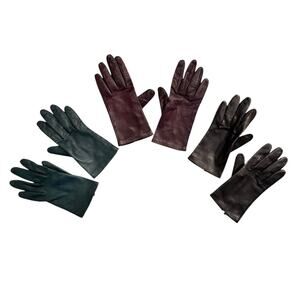 3 Pairs Vintage 90s Fownes Bros Supple Leather Gloves Size 7 Green Brown Black